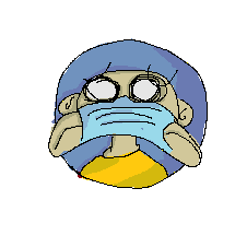 A cartoon I personally drew of a very sad chap in a mask